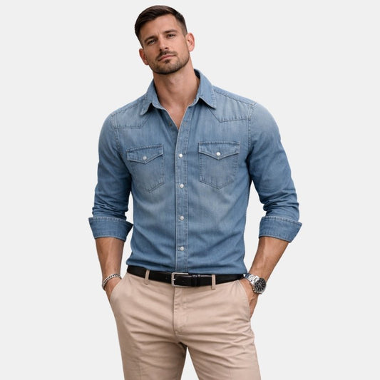 Wiosenna Klasyczna Koszula Jeansowa Casual na Co Dzień (Męska)