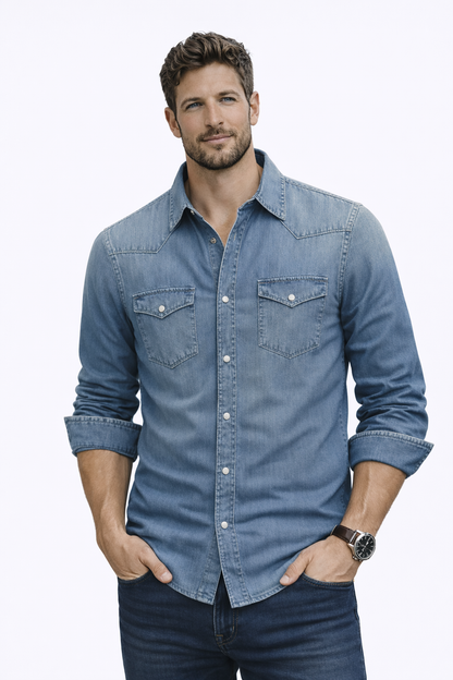 Chemise Jeans Classique Casual de Printemps pour le Quotidien (Homme)