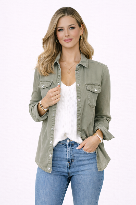 Wiosenna Koszula Jeansowa z Kieszeniami (Damska)