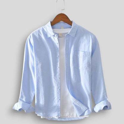 Wiosenna Koszula Męska z Długim Rękawem i Kieszenią (Męska)