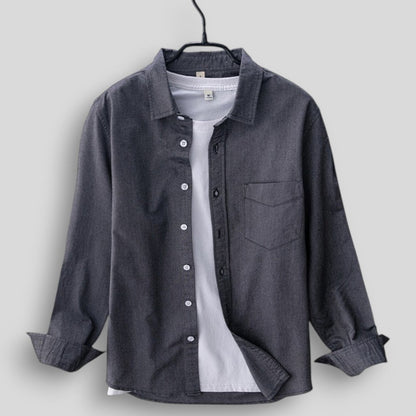 Wiosenna Koszula Męska z Długim Rękawem i Kieszenią (Męska)