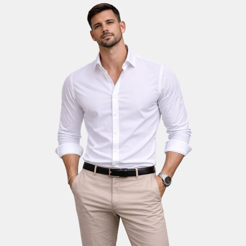 Wiosenna Koszula Męska z Długim Rękawem i Kieszenią (Męska)