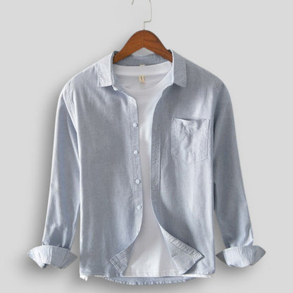 Wiosenna Koszula Męska z Długim Rękawem i Kieszenią (Męska)