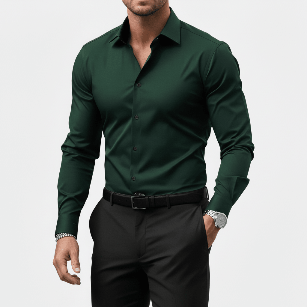 Wiosenna Koszula Slim Fit z Długim Rękawem (Męska)