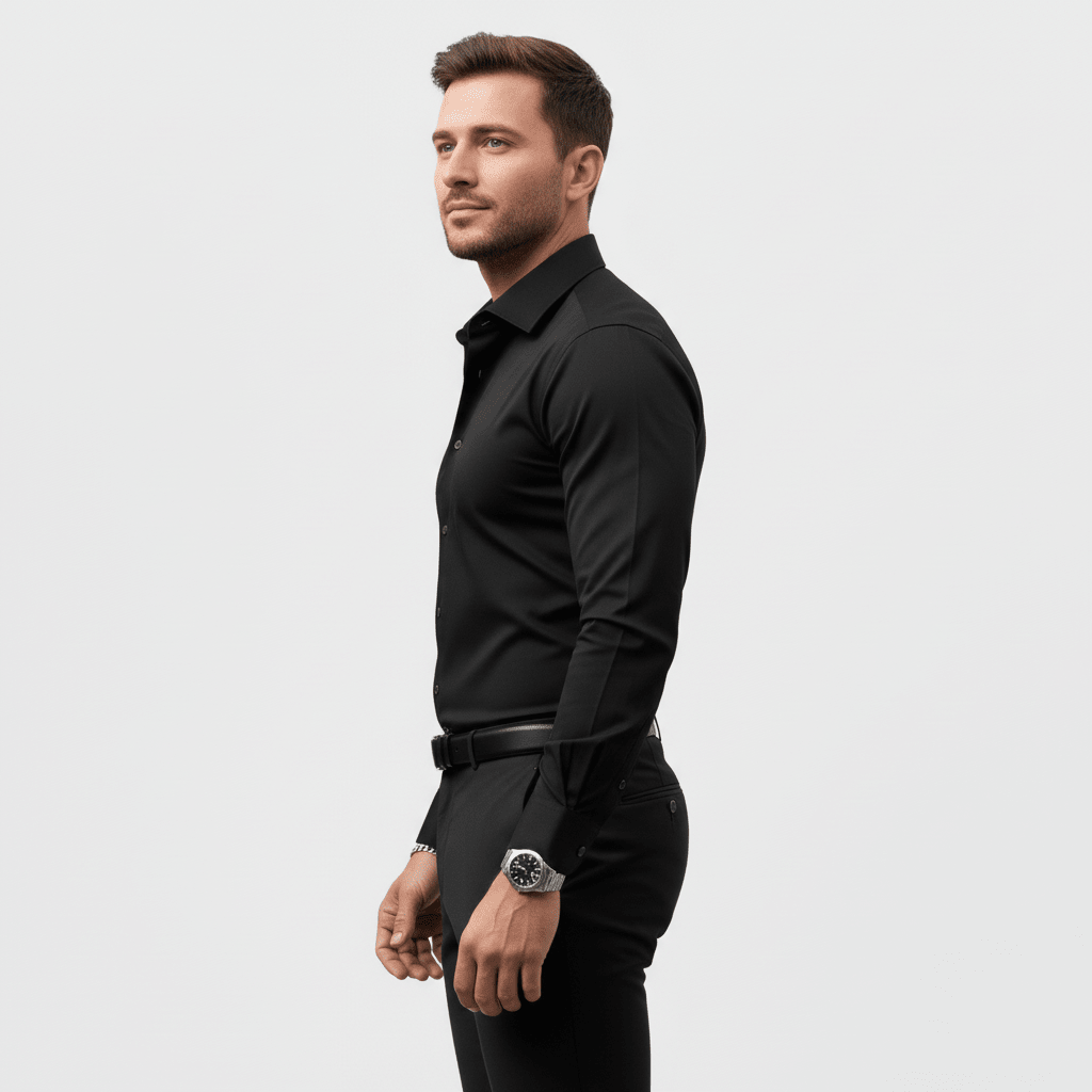 Wiosenna Koszula Slim Fit z Długim Rękawem (Męska)
