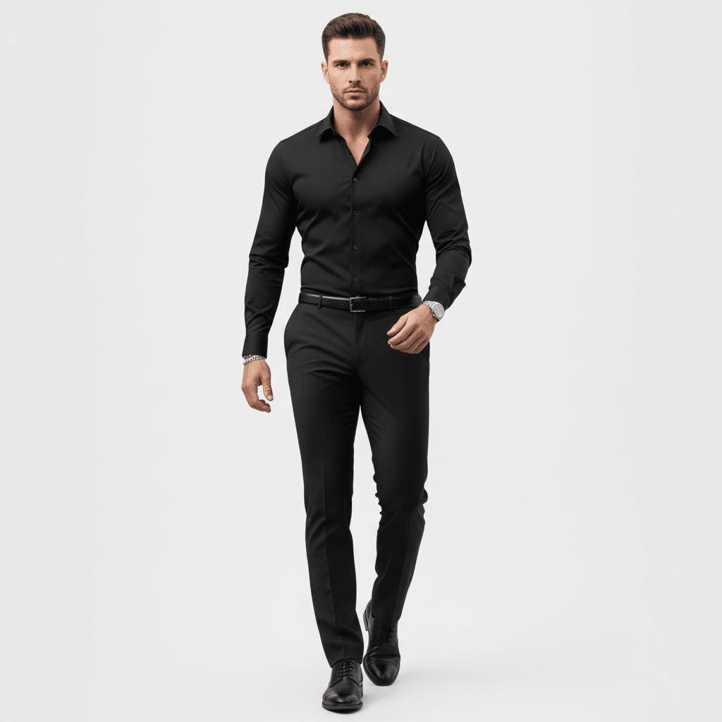 Wiosenna Koszula Slim Fit z Długim Rękawem (Męska)