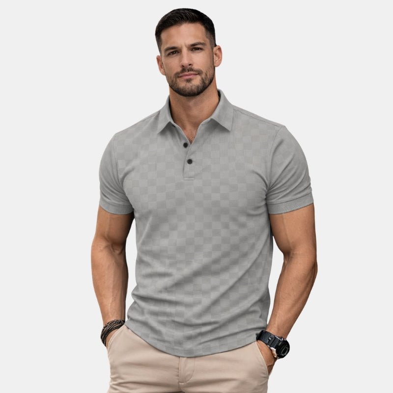 Wiosenna Koszulka Polo w Wzór Szachownicy z Krótkim Rękawem (Męska)