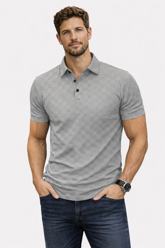 Wiosenna Koszulka Polo w Wzór Szachownicy z Krótkim Rękawem (Męska)