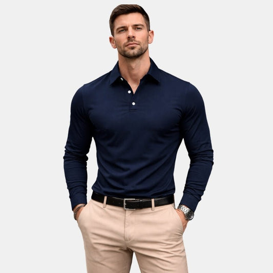 Wiosenna Koszulka Polo z Długim Rękawem i Guzikami (Męska)