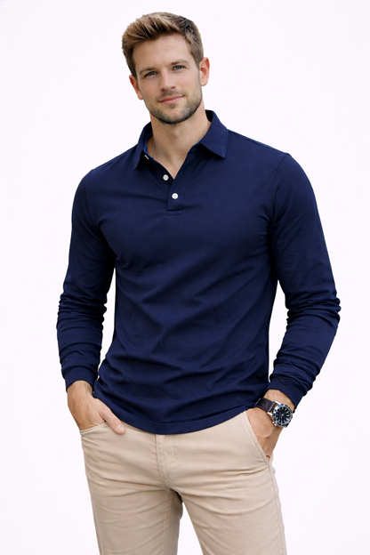 Polo de Printemps à Manches Longues avec Boutons (Homme)