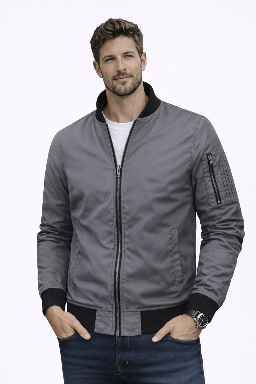 Wiosenna Lekka Kurtka Bomberka Klasyczny Styl Casual (Męska)
