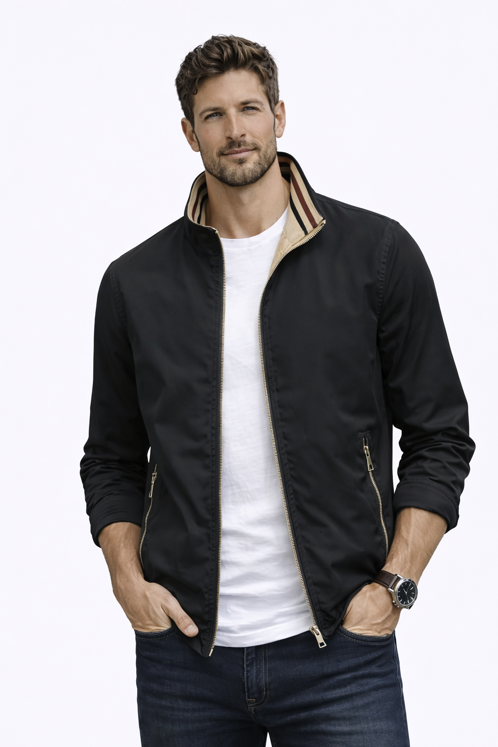 Wiosenna Lekka Kurtka Casual na Zamek Miejski Styl (Męska)