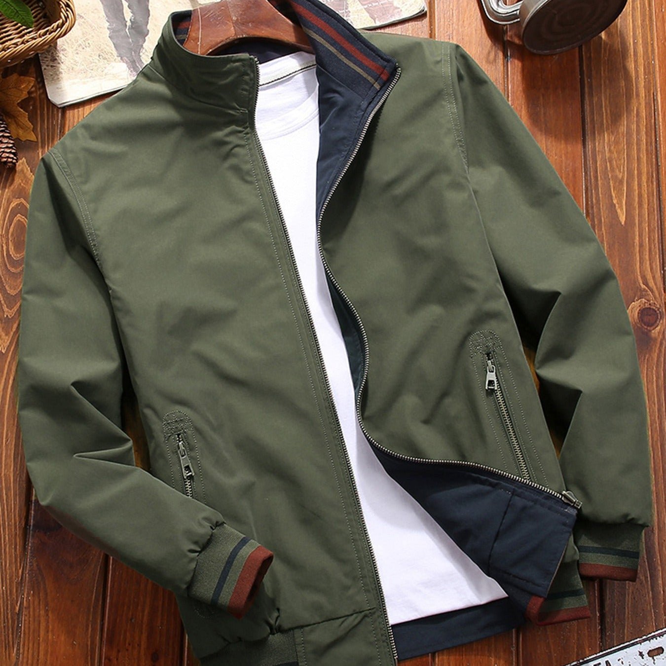 Wiosenna Lekka Kurtka Casual na Zamek Miejski Styl (Męska)