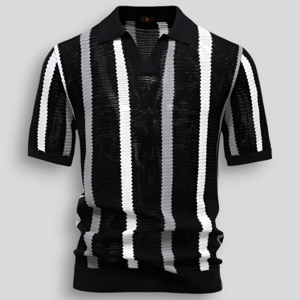 Polo Homme Rétro à Rayures Vintage de Printemps (Homme)