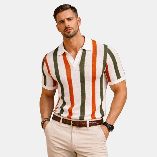Lente Heren Retro Polo Shirt met Vintage Strepen (Heren)