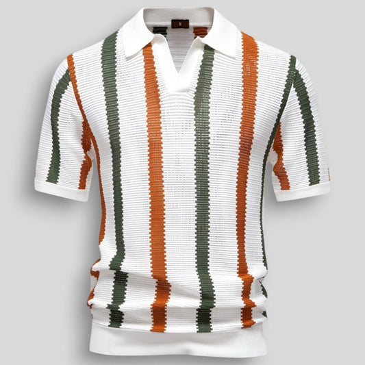 Wiosenna Męska Koszulka Polo Retro w Paski Vintage (Męska)