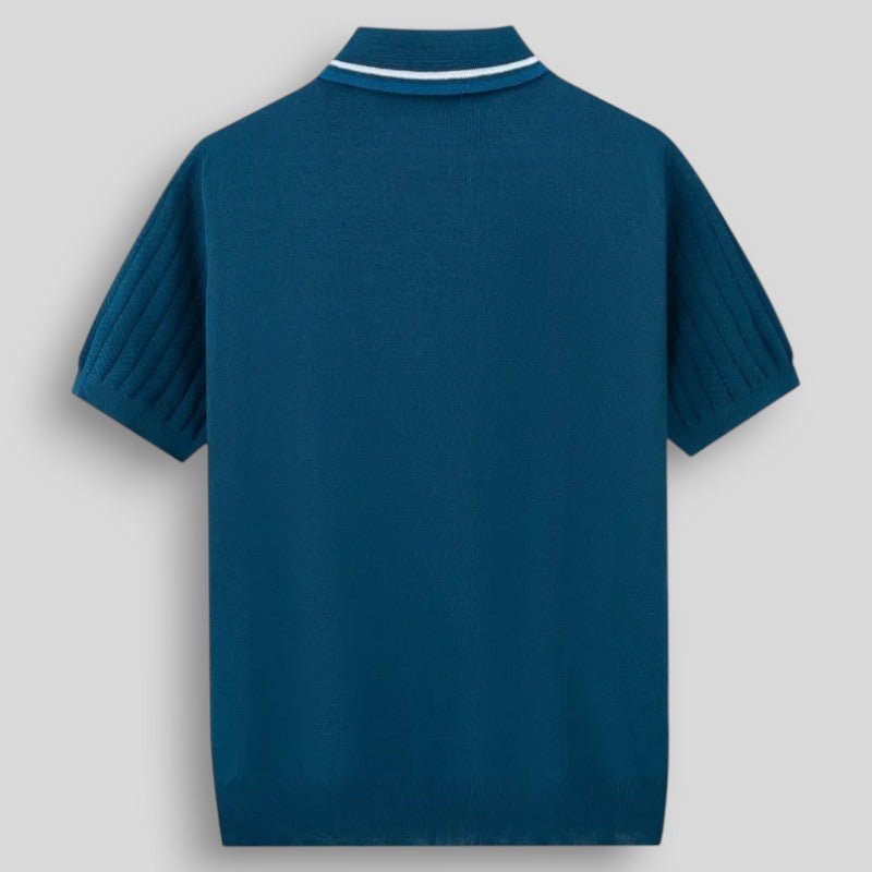 Wiosenna Męska Koszulka Polo z Krótkim Rękawem w Prążkowany Wzór (Męska)