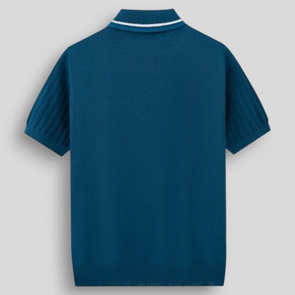 Wiosenna Męska Koszulka Polo z Krótkim Rękawem w Prążkowany Wzór (Męska)