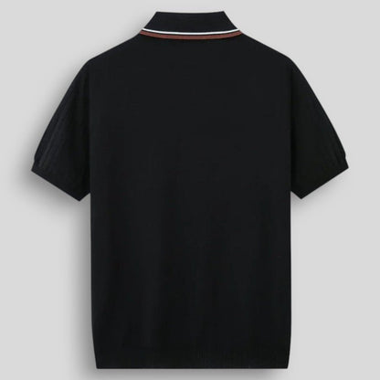 Wiosenna Męska Koszulka Polo z Krótkim Rękawem w Prążkowany Wzór (Męska)