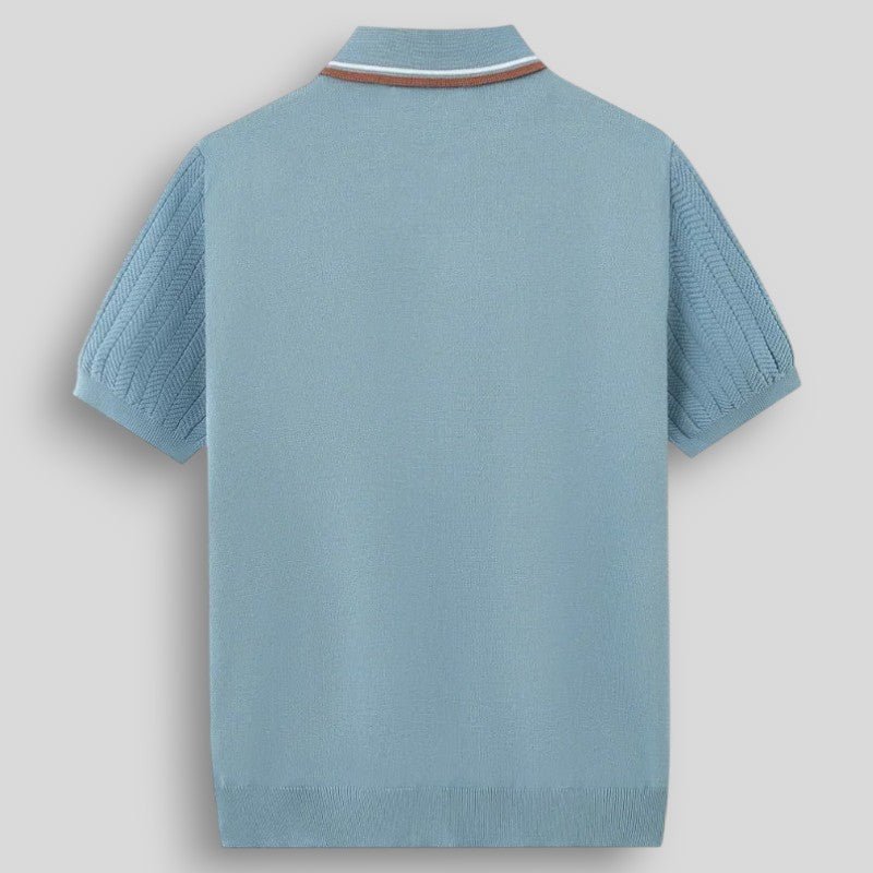 Wiosenna Męska Koszulka Polo z Krótkim Rękawem w Prążkowany Wzór (Męska)