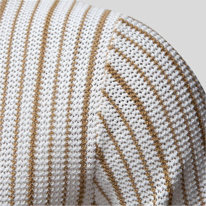 T-shirt Homme Rétro de Printemps à Boutons et Motif Côtelé (Homme)