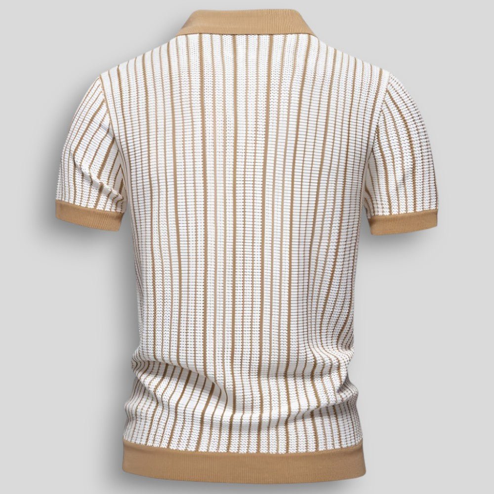 T-shirt Homme Rétro de Printemps à Boutons et Motif Côtelé (Homme)