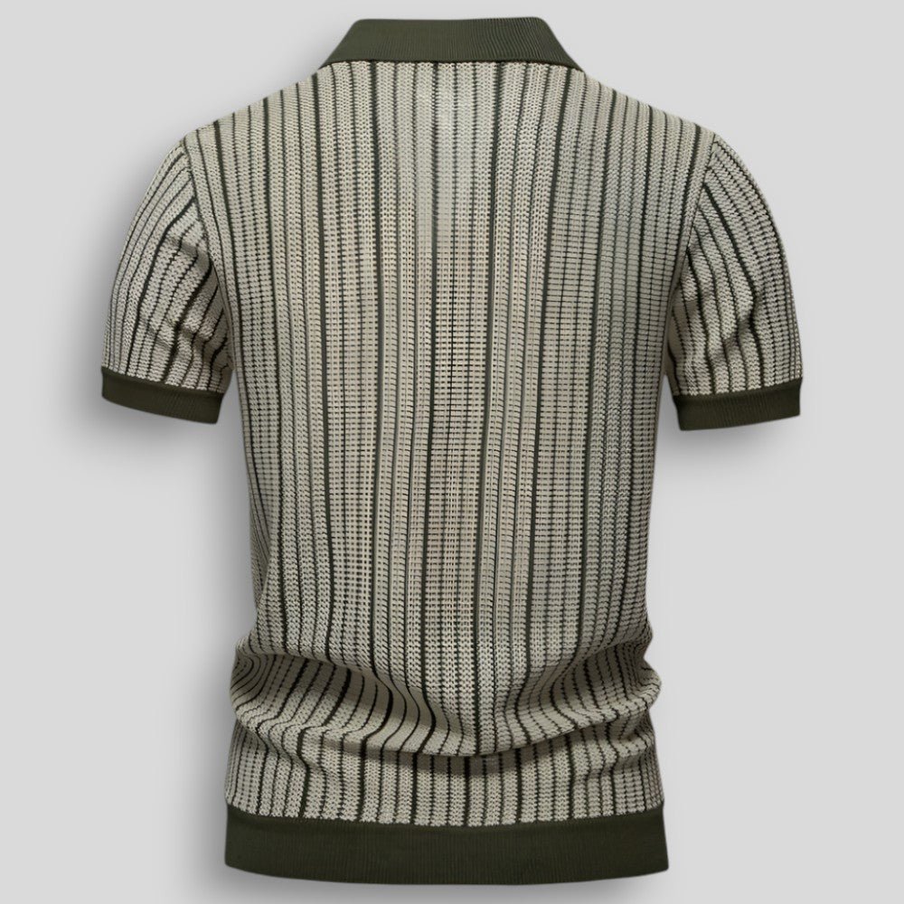 T-shirt Homme Rétro de Printemps à Boutons et Motif Côtelé (Homme)