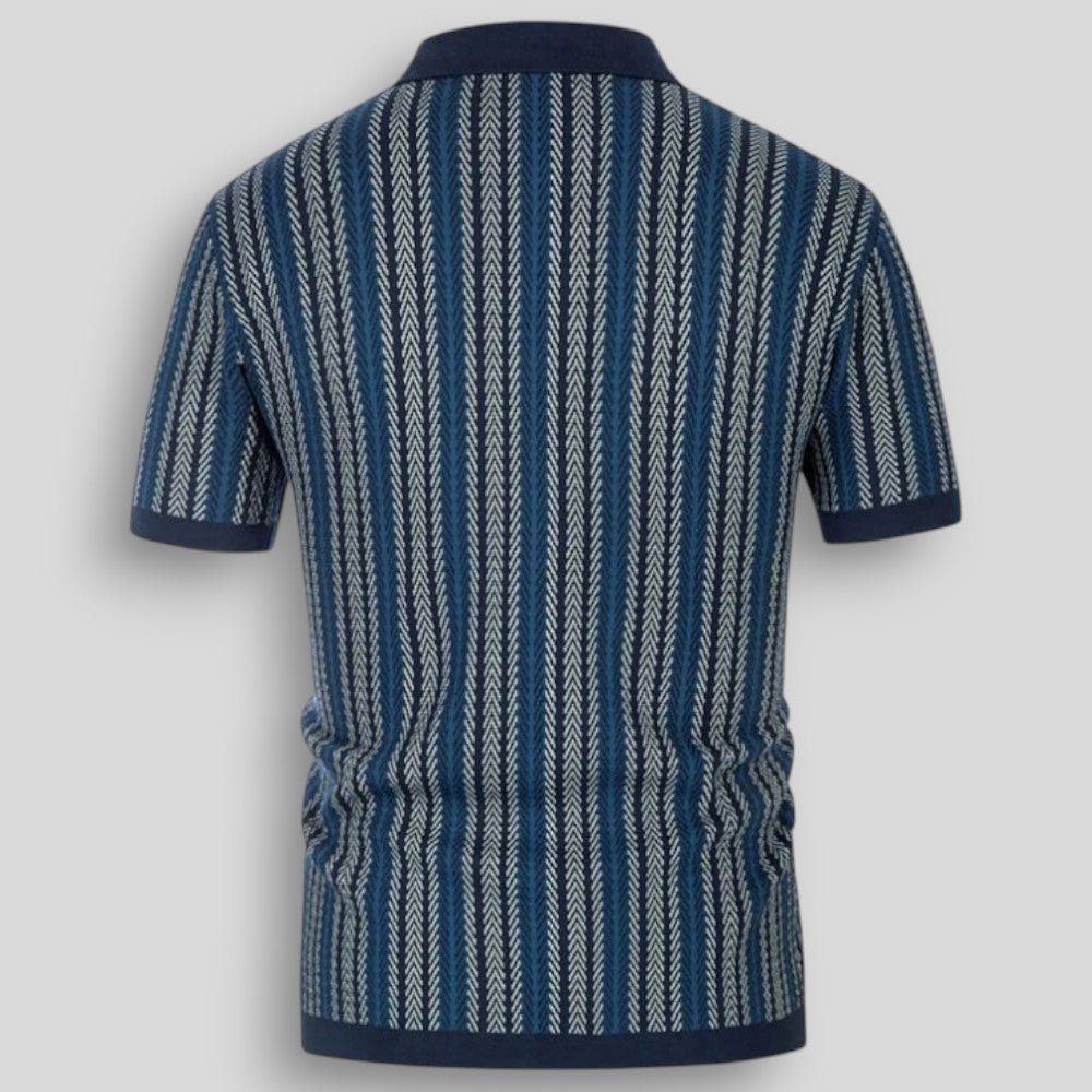 Wiosenna Męska Koszulka Retro z Guzikami i Wzorem w Jodełkę (Męska)