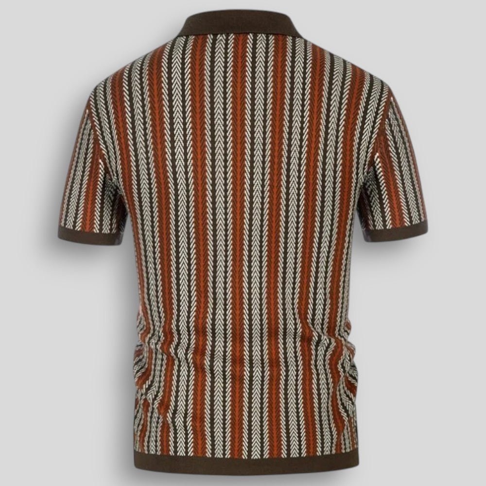 Wiosenna Męska Koszulka Retro z Guzikami i Wzorem w Jodełkę (Męska)