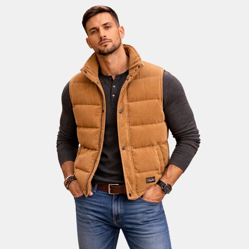 Lente Gewatteerd Corduroy Mouwloos Vest (Heren)