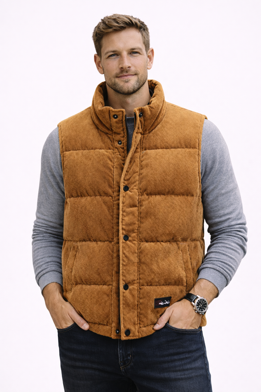 Wiosenna Pikowana Kamizelka Sztruksowa (Męska)