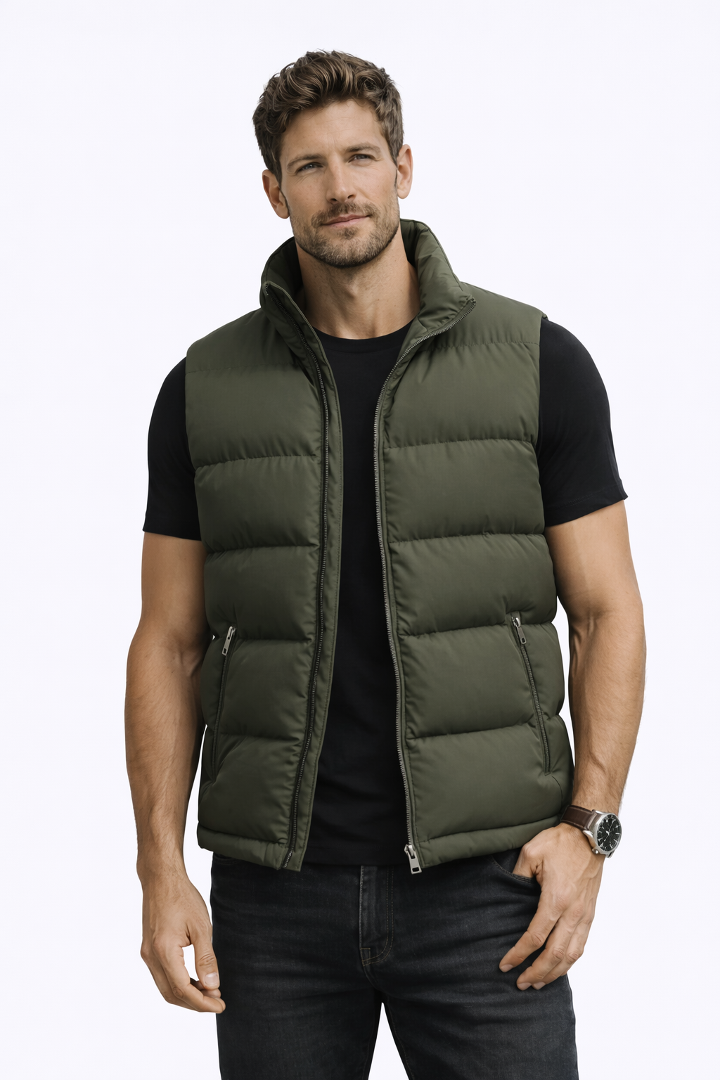 Wiosenna Pikowana Kamizelka z Stójką (Męska)