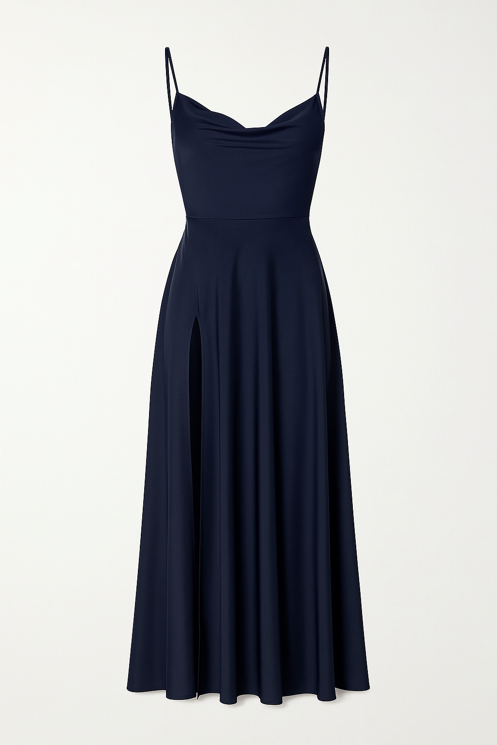 Wiosenna Satynowa Sukienka Wieczorowa z Rozcięciem (Damska)