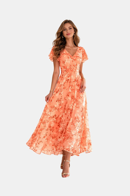 Wiosenna Sukienka Maxi Kwiatowa Elegancka Lekka (Damskie)