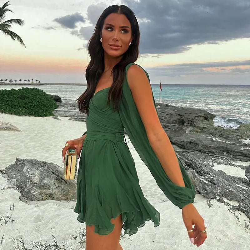 Robe mini élégante printanière à manches longues (Femme)