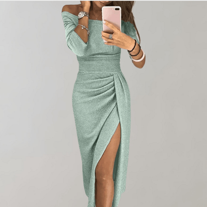 Wiosenna Sukienka Wieczorowa Hiszpanka z Rozcięciem (Damska)