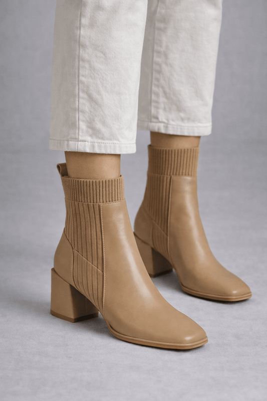 Wiosenne Botki z Elastycznym Dzianinowym Kołnierzem (Damskie)
