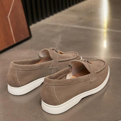 Wiosenne Damskie Mokasyny Skórzane Wsuwane z Ozdobą (Damskie)