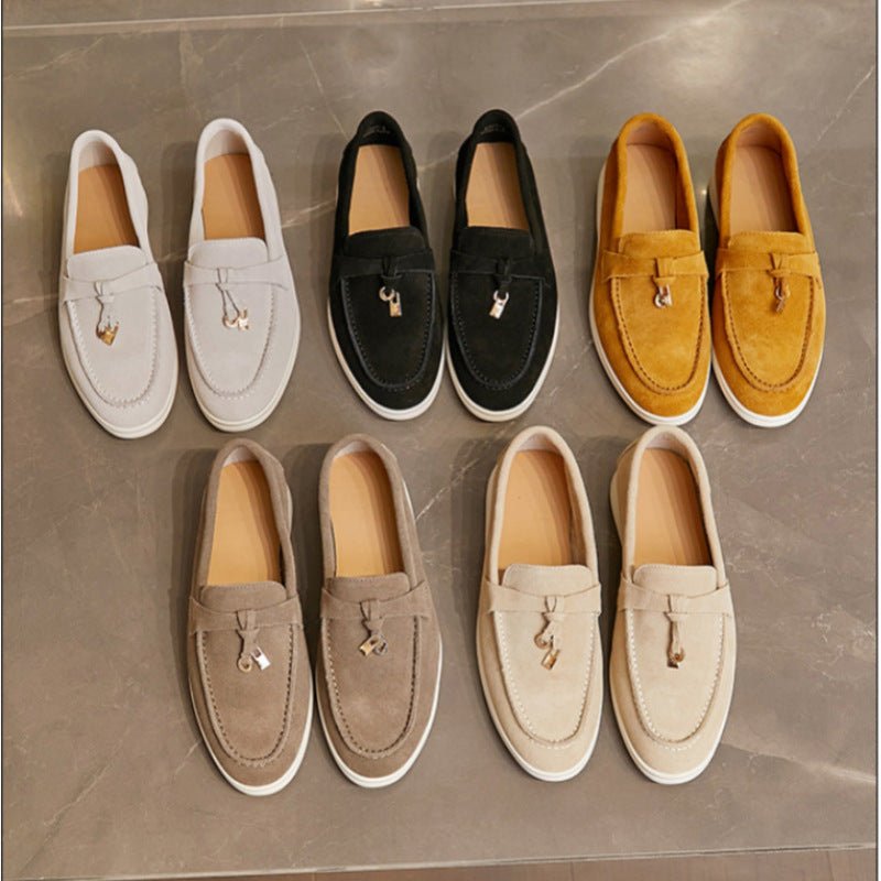 Wiosenne Damskie Mokasyny Skórzane Wsuwane z Ozdobą (Damskie)