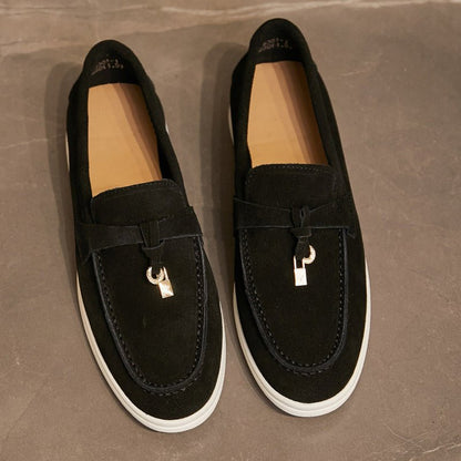 Wiosenne Damskie Mokasyny Skórzane Wsuwane z Ozdobą (Damskie)