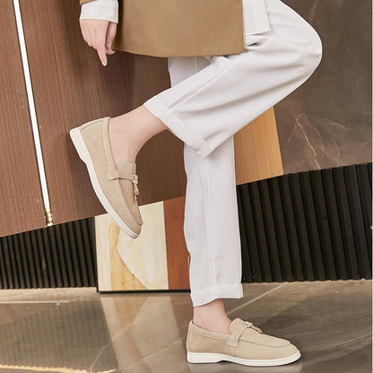 Wiosenne Damskie Mokasyny Skórzane Wsuwane z Ozdobą (Damskie)