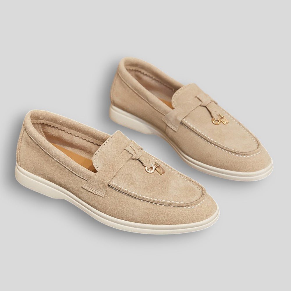 Wiosenne Damskie Mokasyny Skórzane Wsuwane z Ozdobą (Damskie)