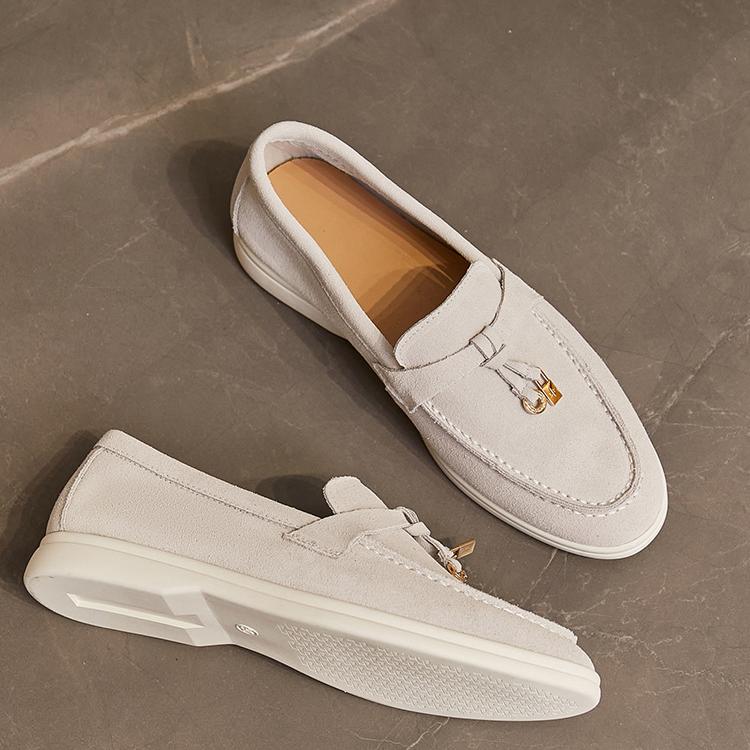 Wiosenne Damskie Mokasyny Skórzane Wsuwane z Ozdobą (Damskie)