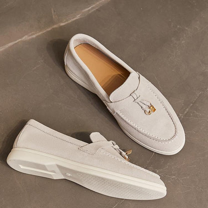 Wiosenne Damskie Mokasyny Skórzane Wsuwane z Ozdobą (Damskie)