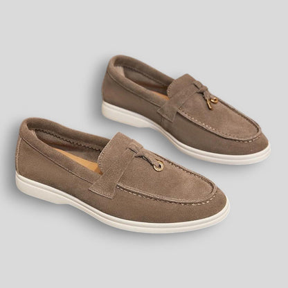 Wiosenne Damskie Mokasyny Skórzane Wsuwane z Ozdobą (Damskie)