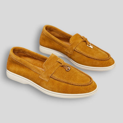 Wiosenne Damskie Mokasyny Skórzane Wsuwane z Ozdobą (Damskie)