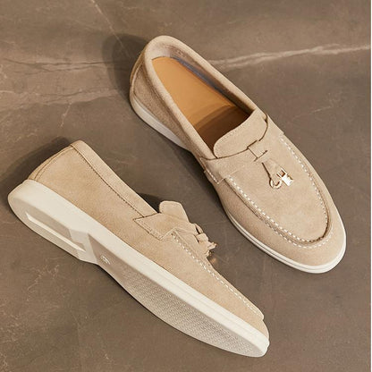 Wiosenne Damskie Mokasyny Skórzane Wsuwane z Ozdobą (Damskie)