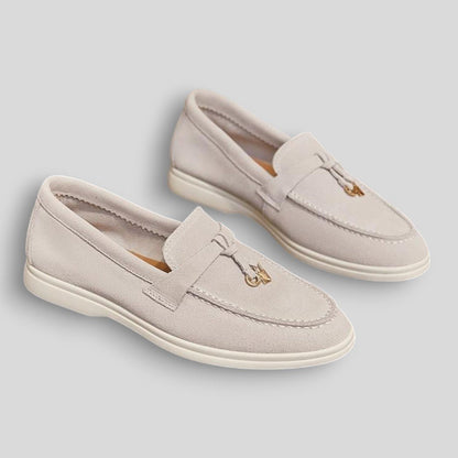 Wiosenne Damskie Mokasyny Skórzane Wsuwane z Ozdobą (Damskie)