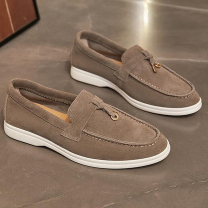 Wiosenne Damskie Mokasyny Skórzane Wsuwane z Ozdobą (Damskie)