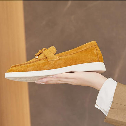 Wiosenne Damskie Mokasyny Skórzane Wsuwane z Ozdobą (Damskie)